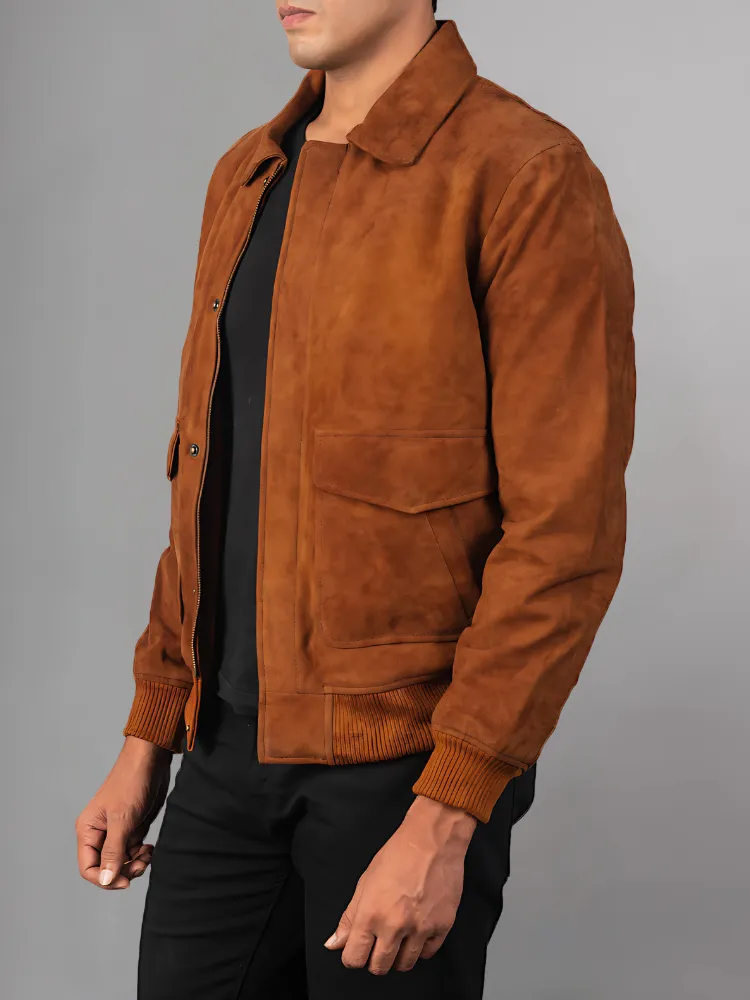 Men Real Leather Jackets Vintage Stand Collar