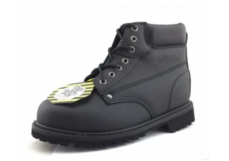 Men's 6" Leather Steel Toe Inmate Boots - Black