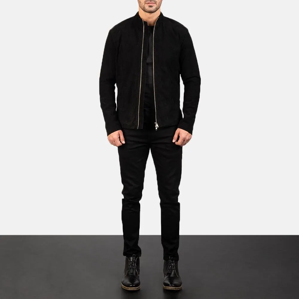 Mens Black Suede Biker Leather Jacket