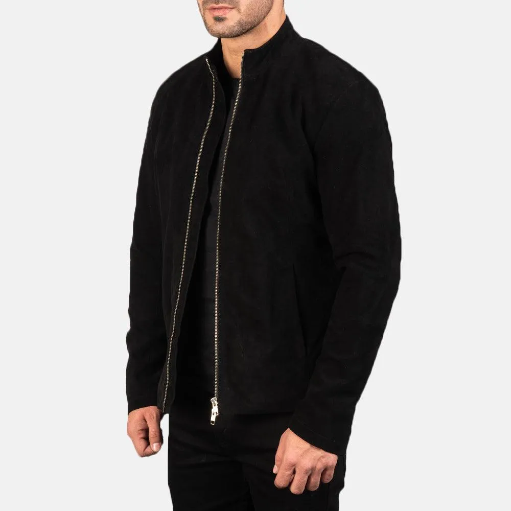 Mens Black Suede Biker Leather Jacket