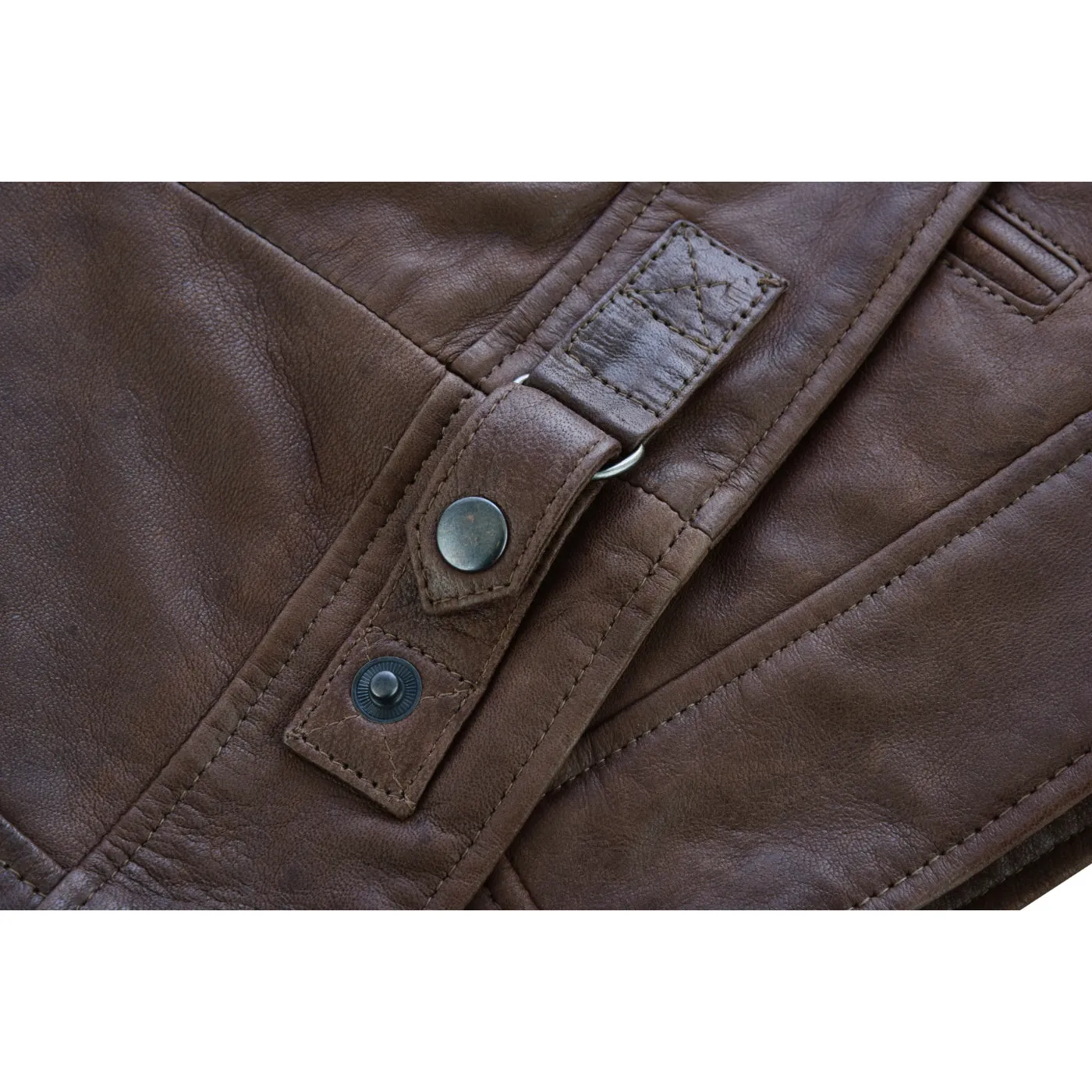 Men's Cafe Racer Waxed Lambskin Chocolate Brown Motorcycle Leather Jacket