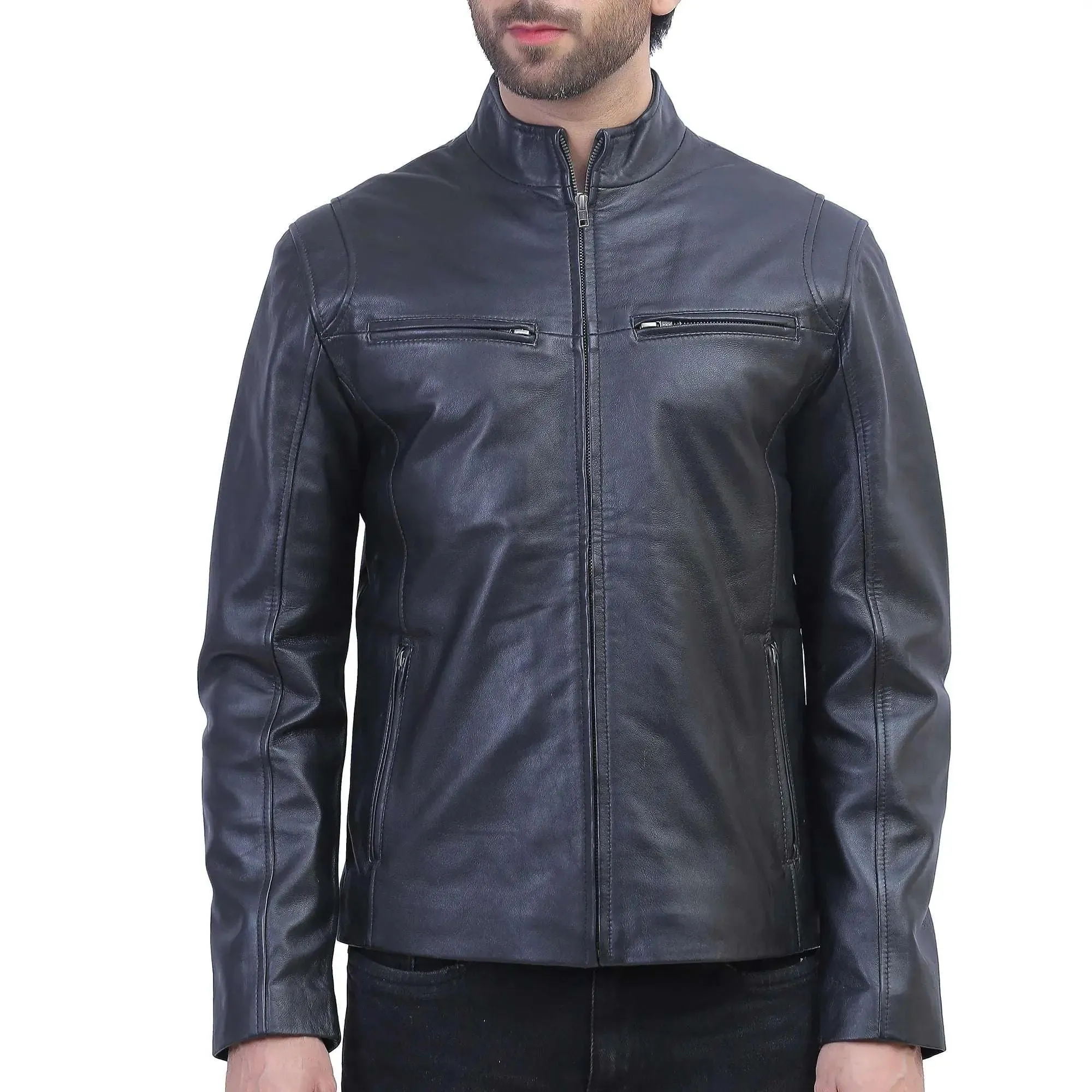 Mens Ionic Black Leather Jacket