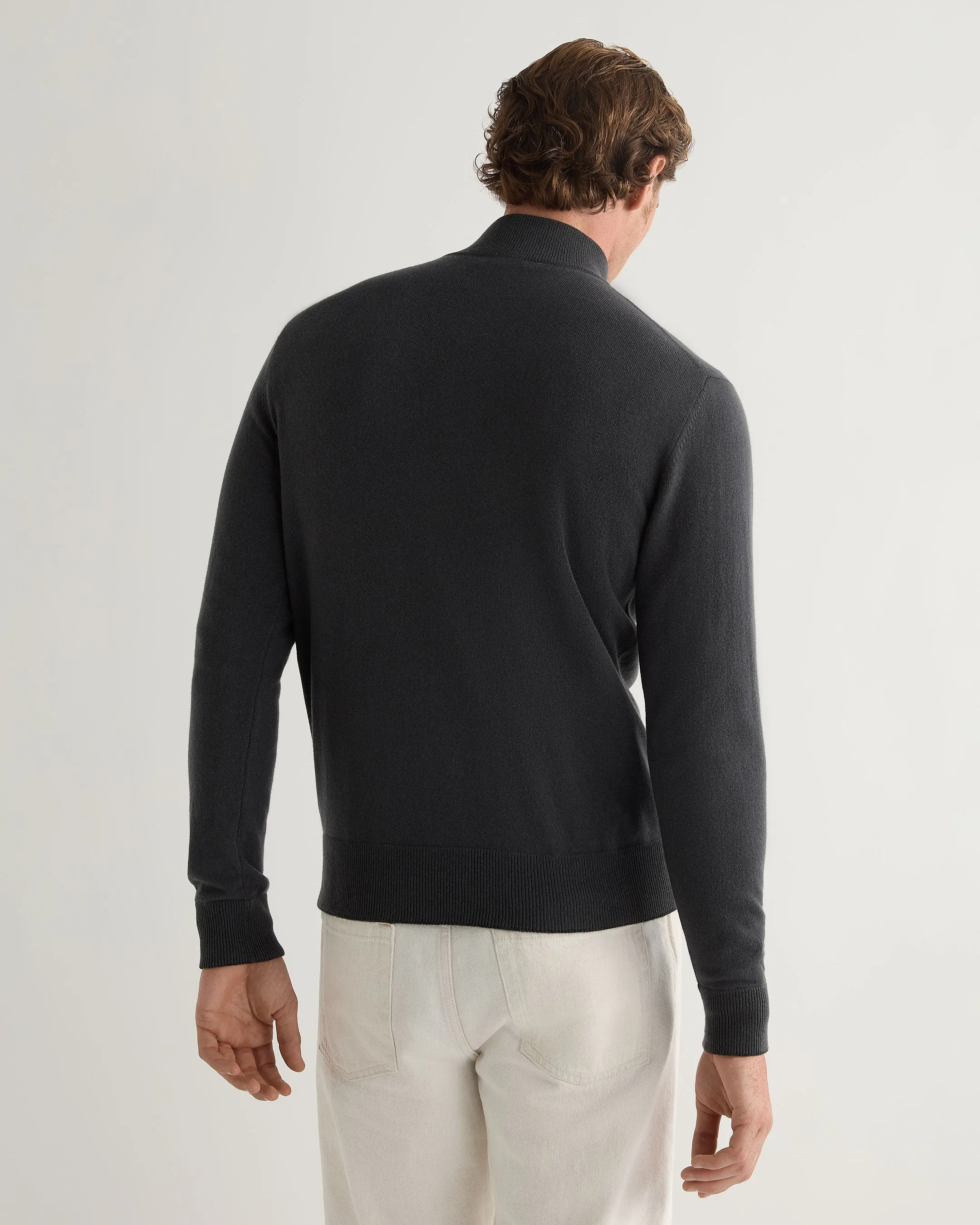 Men's Knightsbridge Full Zip Cashmere Jumper Anthracite Grey