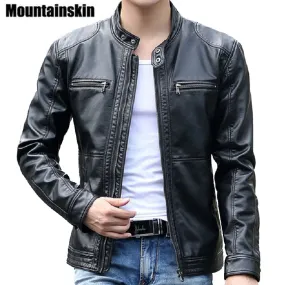 Men's Leather Jackets Stand Collar Coats