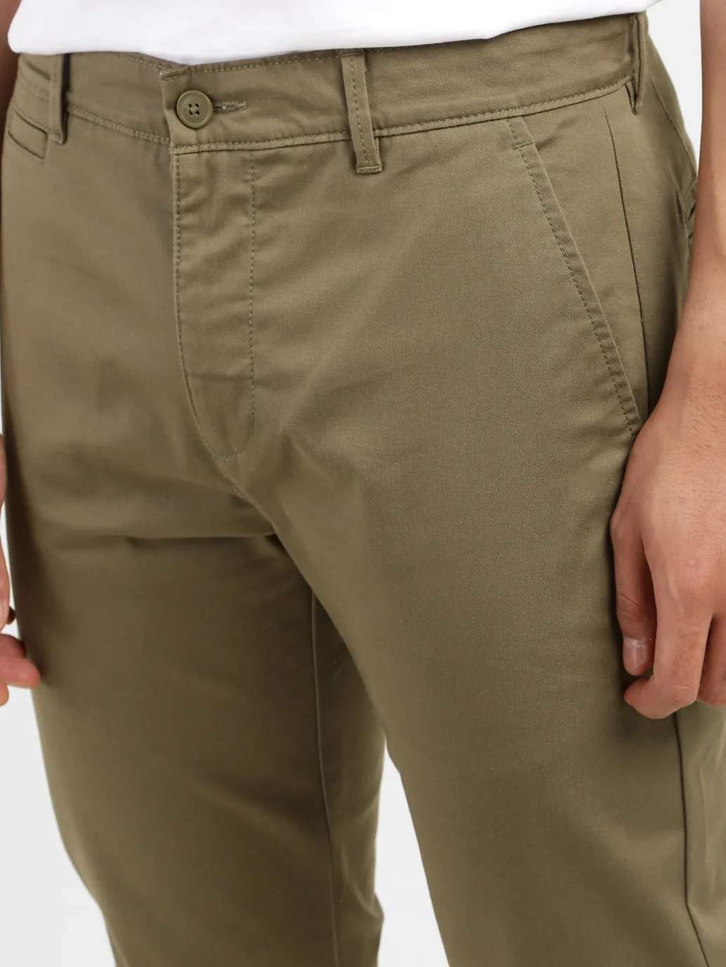 Men's Olive Slim Fit Trousers