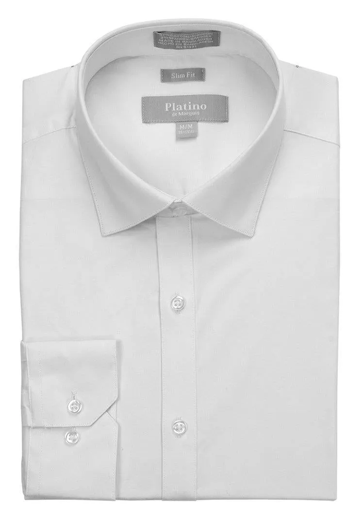 Men's White Slim Fit Cotton Dress Shirt