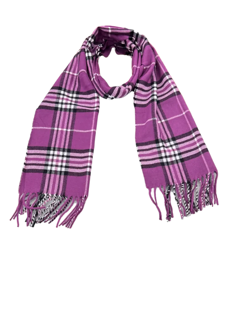 Men's Wool Cashmere Purple Fashion Design Plaid Scarf