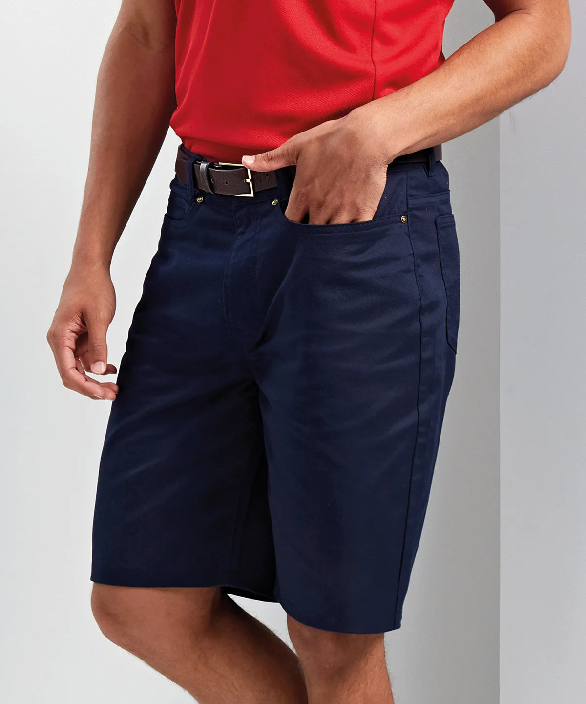 Navy - Performance chino shorts