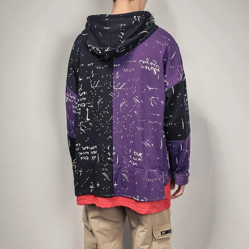 Patchwork Oversized Graffiti Hoodie For Men