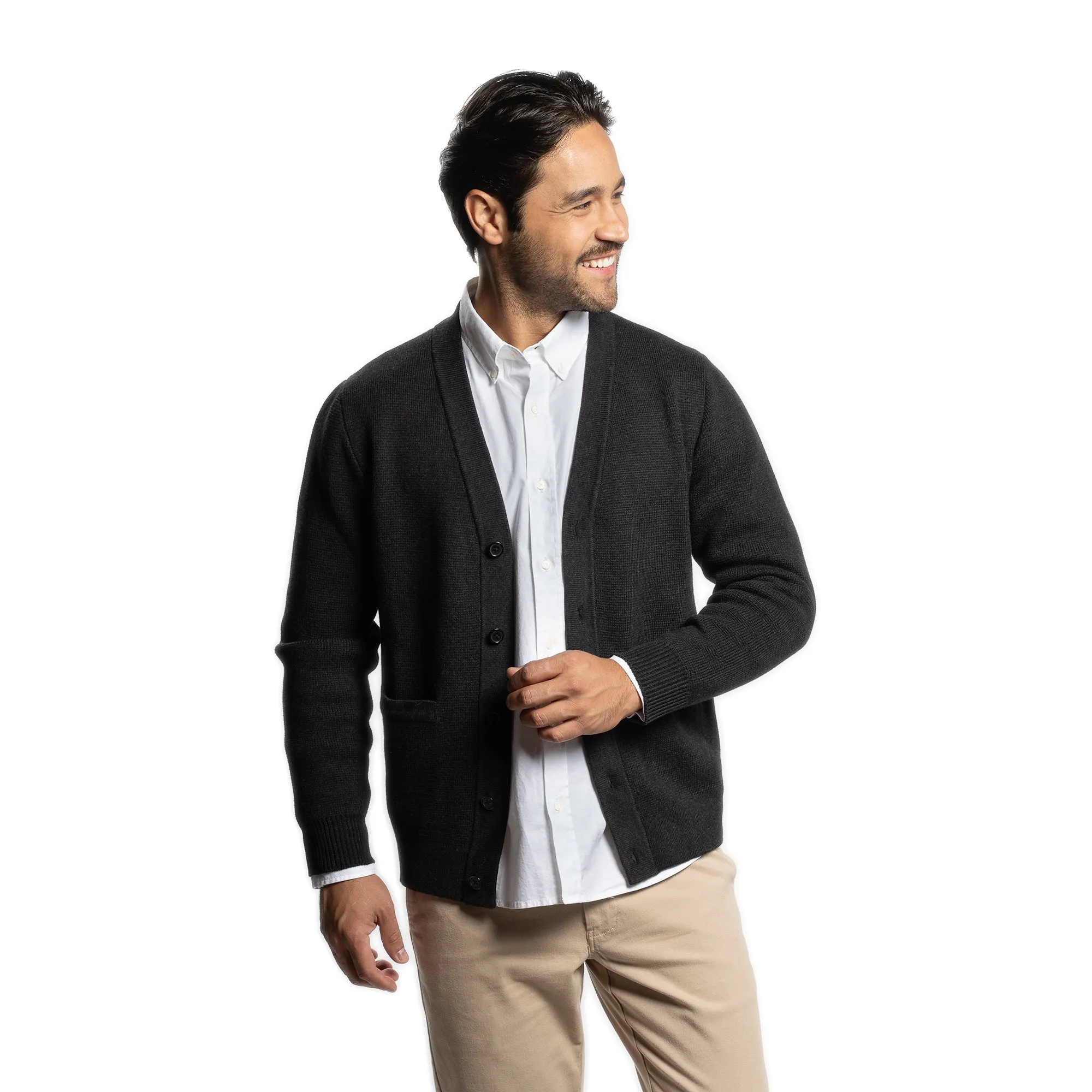 Pima Cotton Cardigan Sweaters - Black