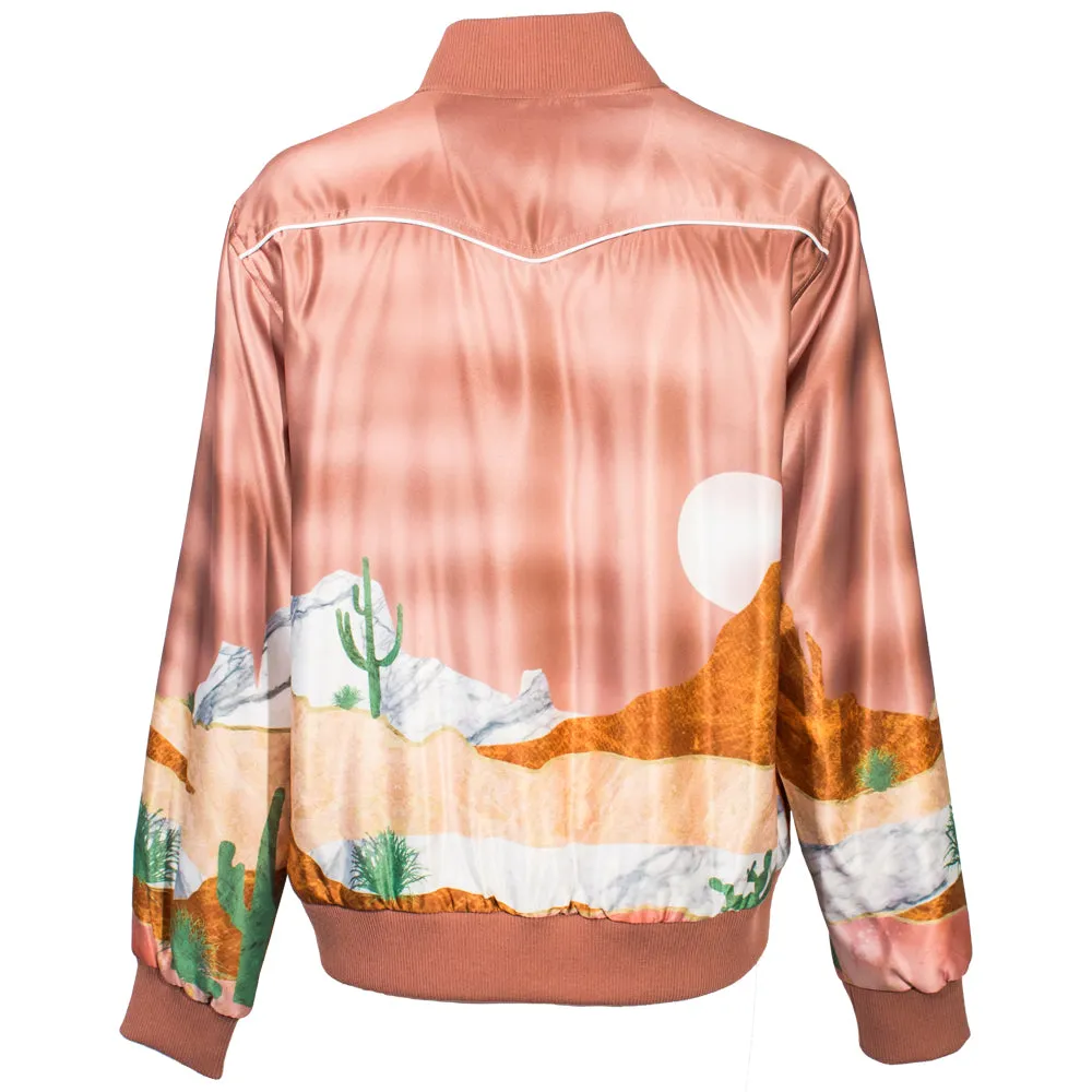 "Hooey Ladies Bomber Jacket" Pink with Desert Landscape