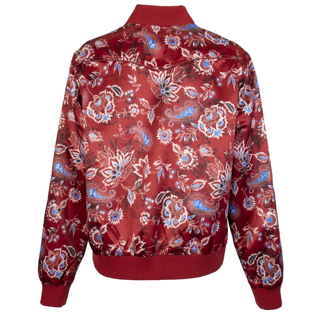 "Hooey Ladies Bomber Jacket" Red w/Floral