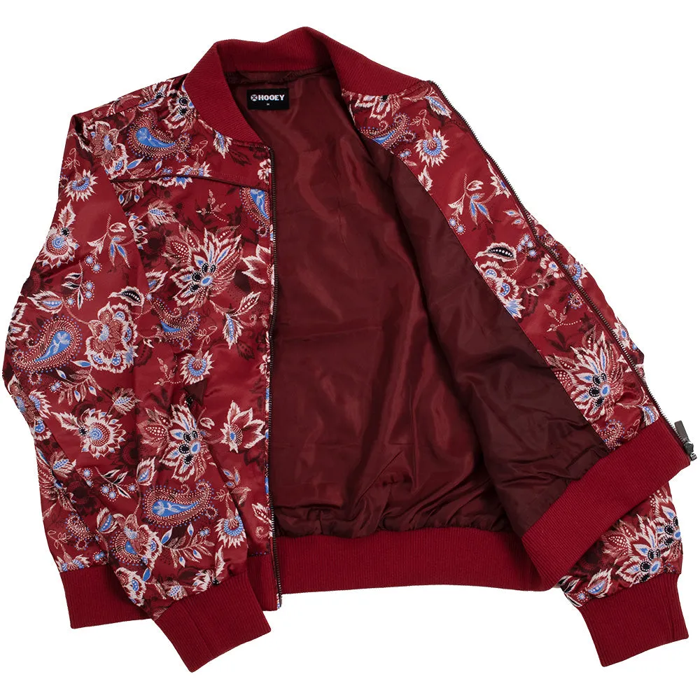 "Hooey Ladies Bomber Jacket" Red w/Floral