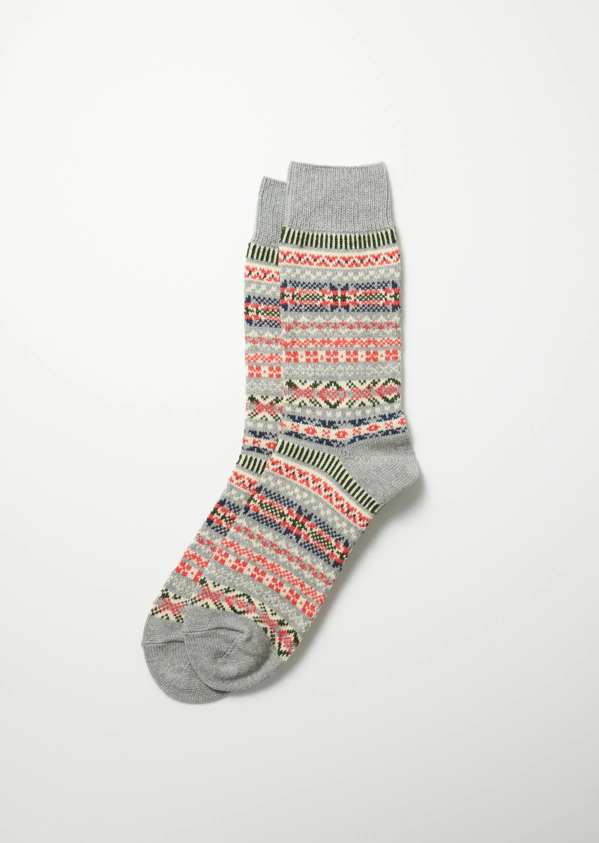 R1478 Jacquard Crew Sock Gray