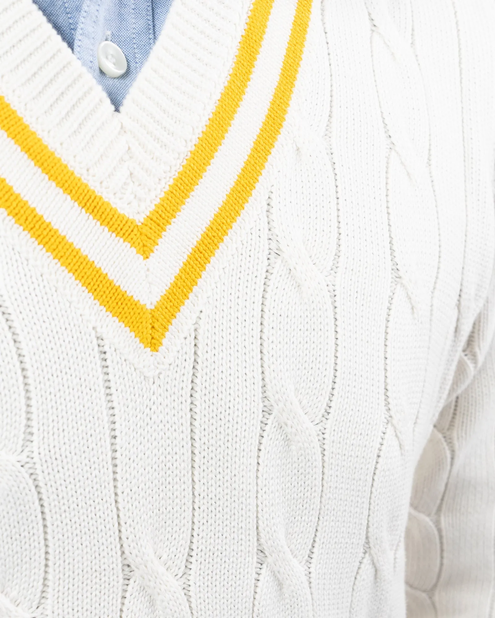 Sandridge Ecru/Gold Cotton Cricket Cable Knit Sweater