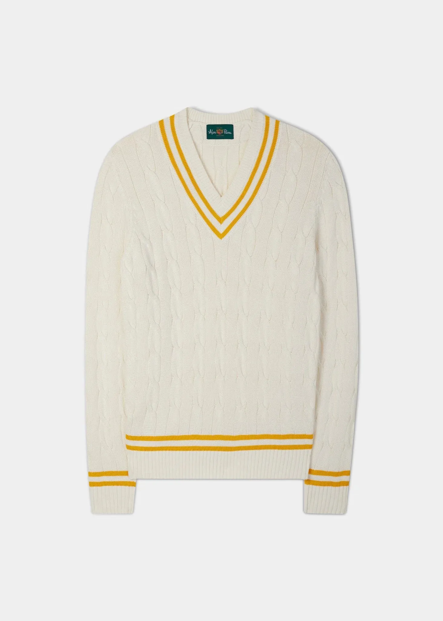 Sandridge Ecru/Gold Cotton Cricket Cable Knit Sweater