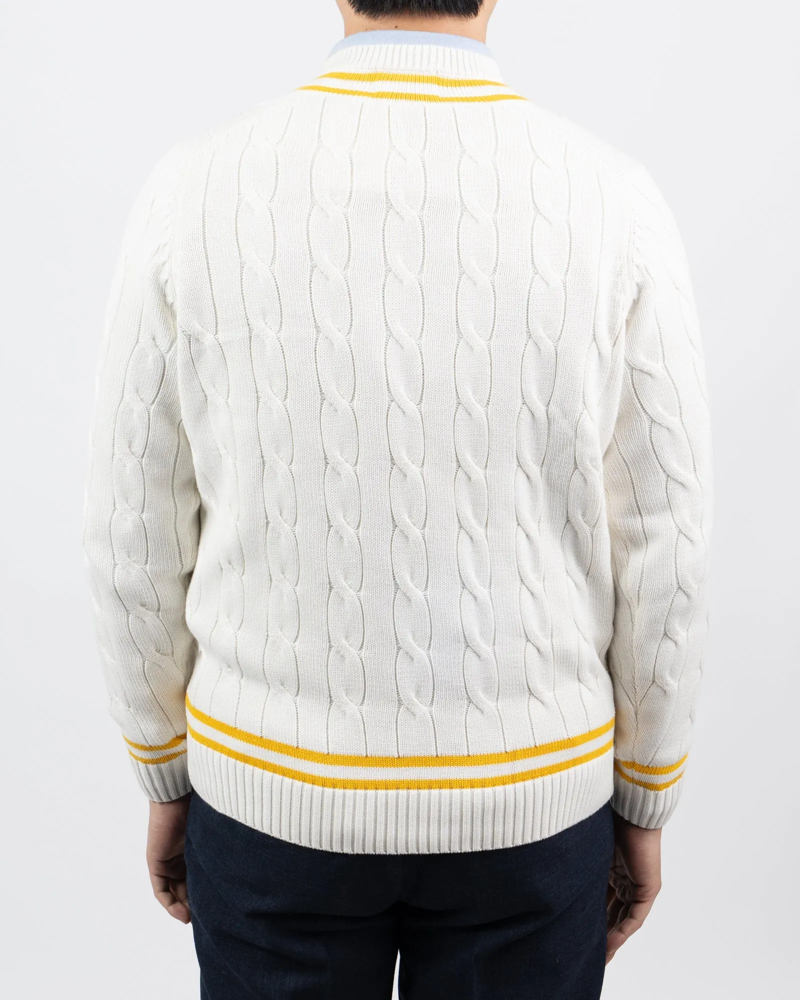 Sandridge Ecru/Gold Cotton Cricket Cable Knit Sweater