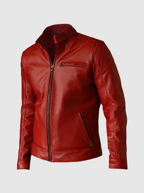 Size Small Red Leather Jacket for Men