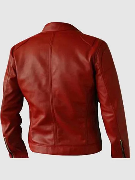 Size Small Red Leather Jacket for Men