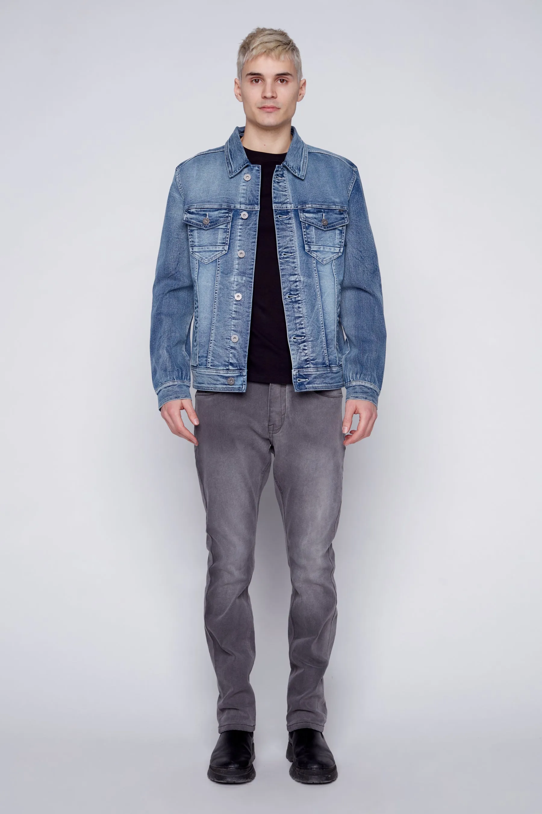 Slim Fit Classic Trucker Jean Jacket - Snow Wash