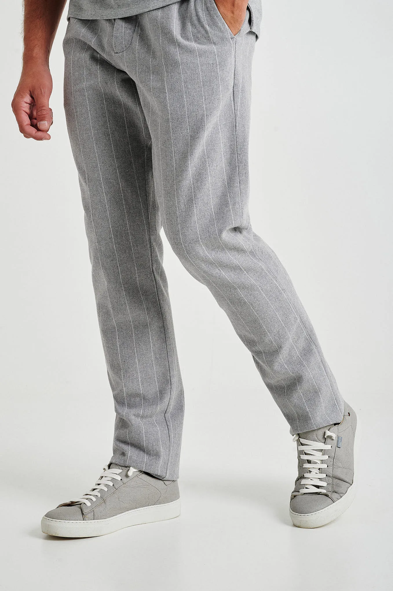 Slim fit pinstripe stretch chino trousers