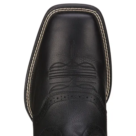 Sport Wide Square Toe Western Boot - Black