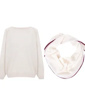 STONE-Crew Neck White & Diamond Scarf White berry