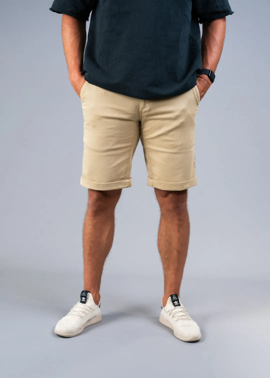 STRAIGHT FIT CHINO SHORTS - BEIGE