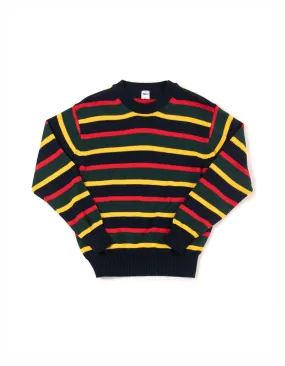 STRIPE CREW NECK SWEATER - NAVY/GREEN