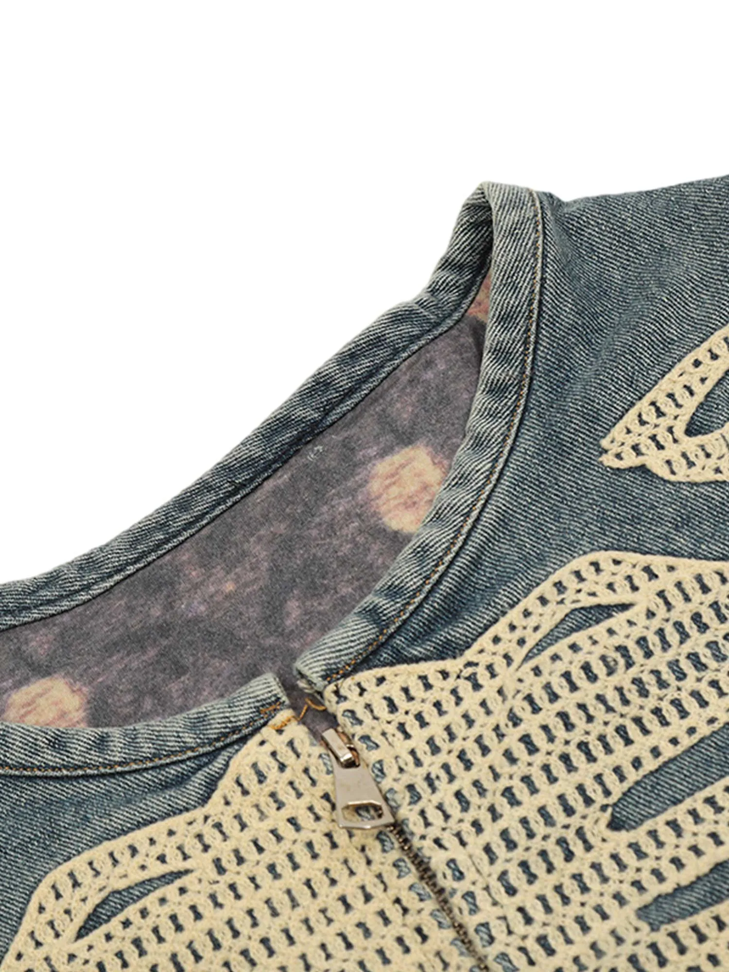 Thesupermade Heavy Bone Embroidered Denim Jacket