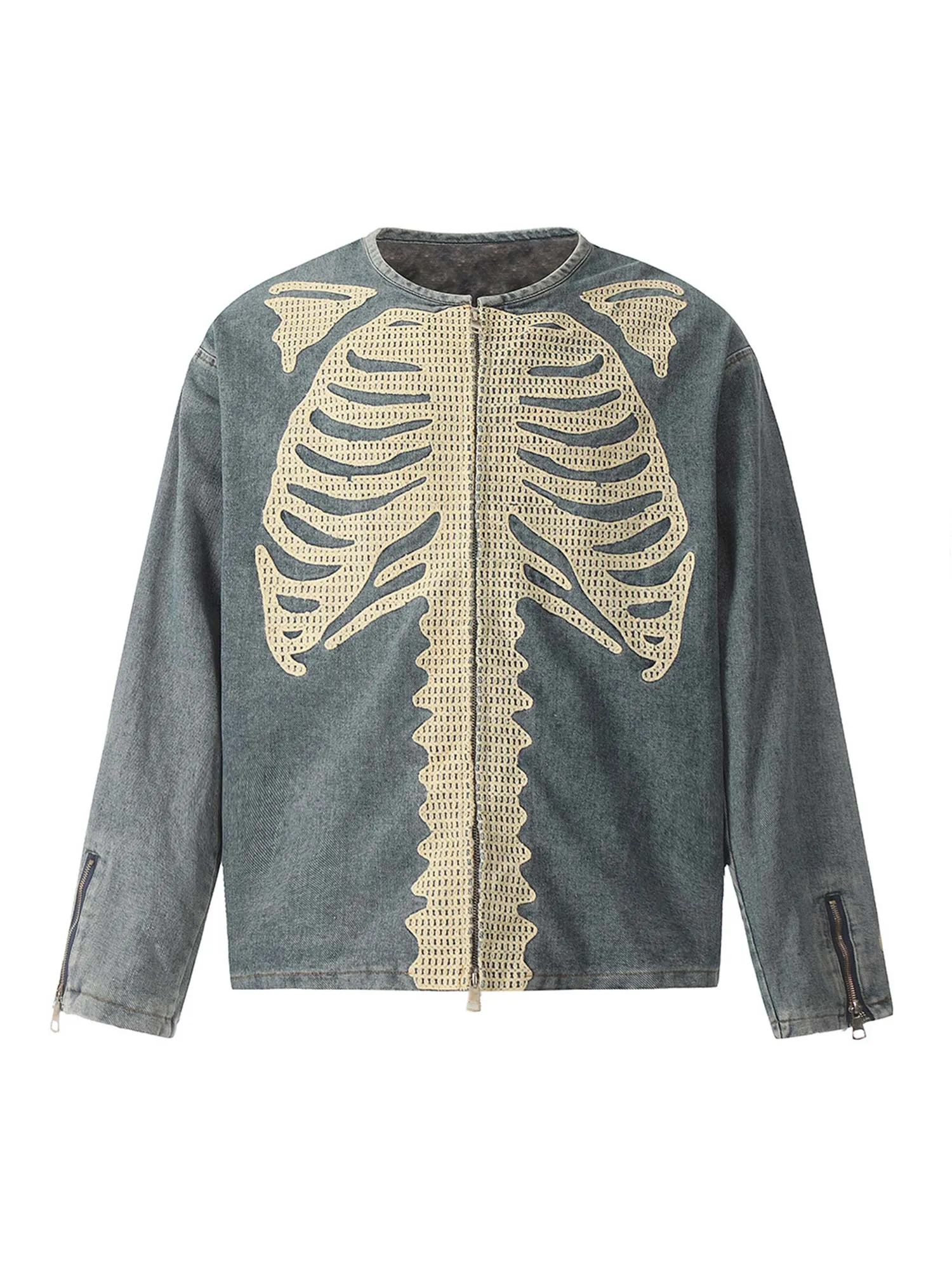 Thesupermade Heavy Bone Embroidered Denim Jacket