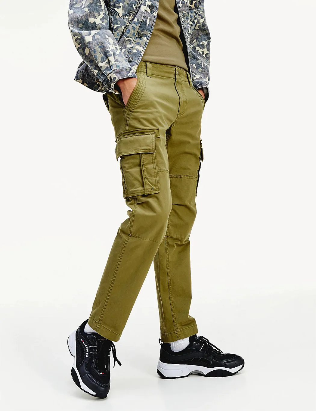 Tommy Jeans Straight Fit Cargo Pant (Stretch Cotton) - Uniform Olive