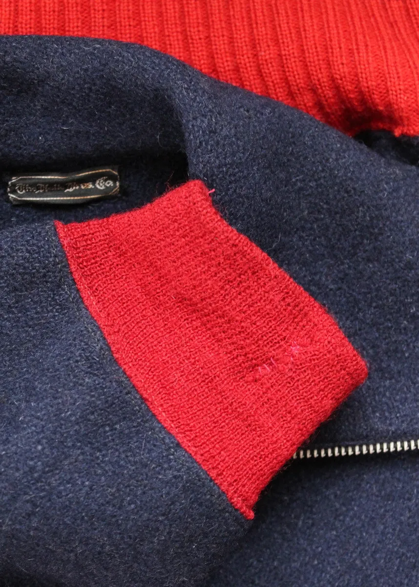 Vintage 1930s Navy and Red Wool Ski Sweater