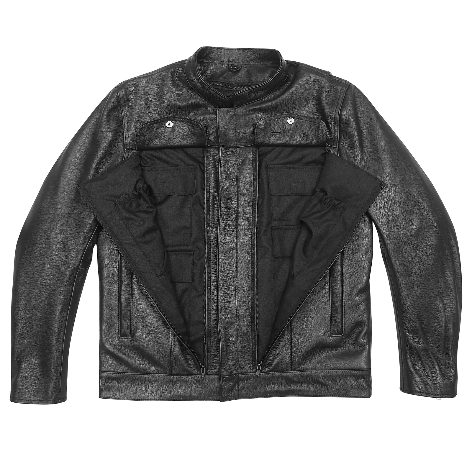 VL510 Vance Leathers' Men's Top Performer Motorcycle Leather Jacket with Double Conceal Carry Pockets