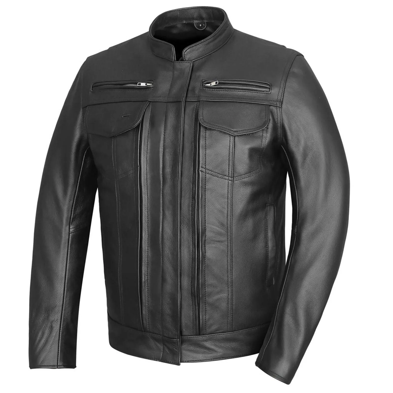 VL510 Vance Leathers' Men's Top Performer Motorcycle Leather Jacket with Double Conceal Carry Pockets