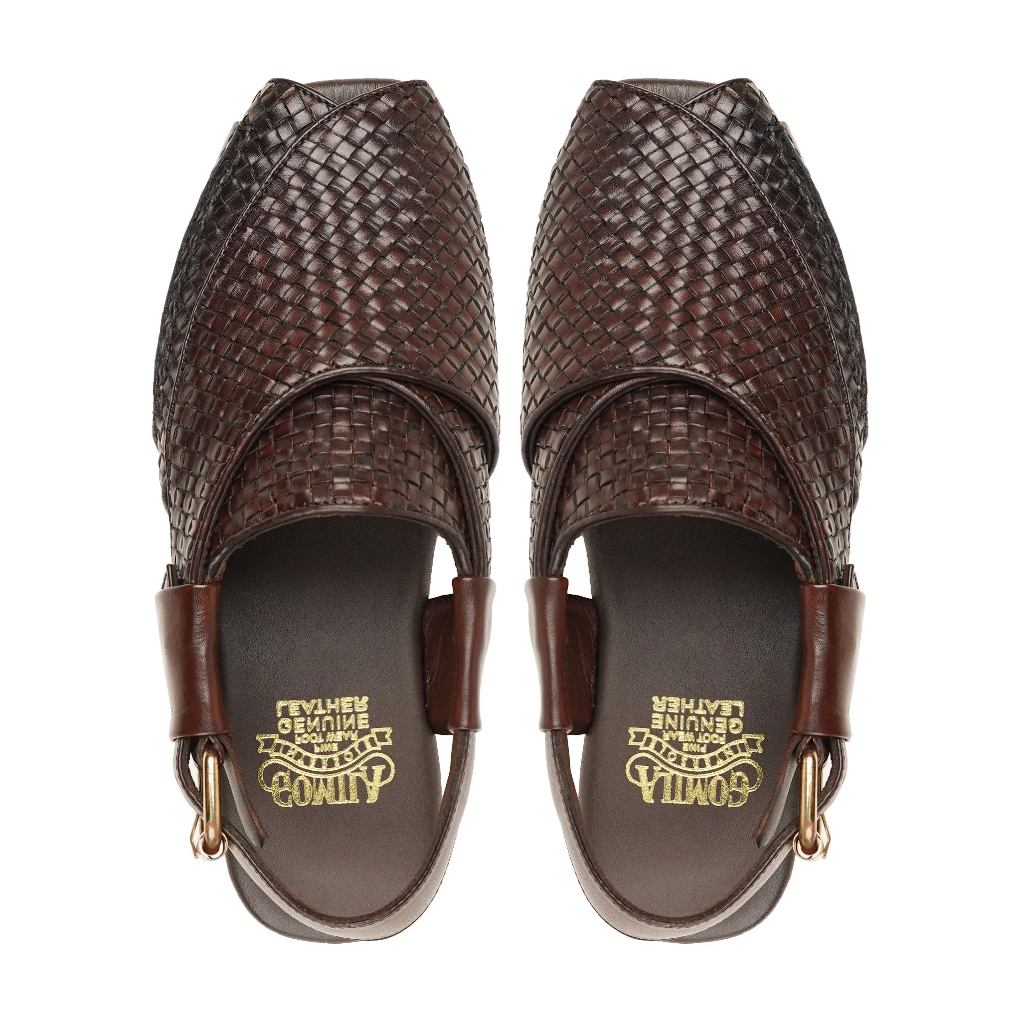 Vorginia - Men's Dark Brown Hand Woven Calf Leather Sandal