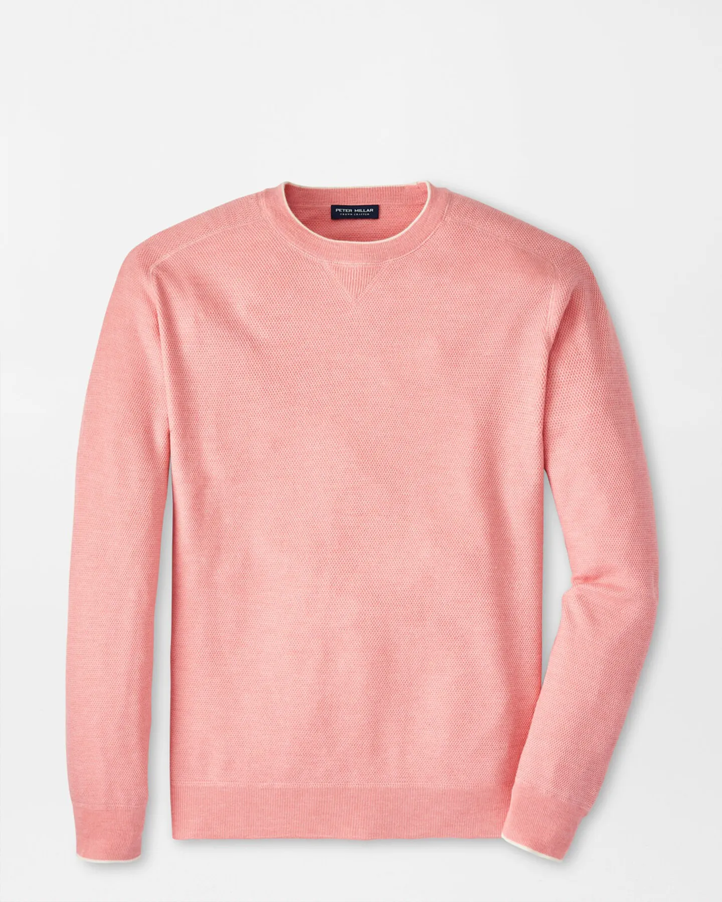 VOYAGER CASHMERE-SILK SADDLE SHOULDER CREW NECK SWEATER - PEACH BLOOM