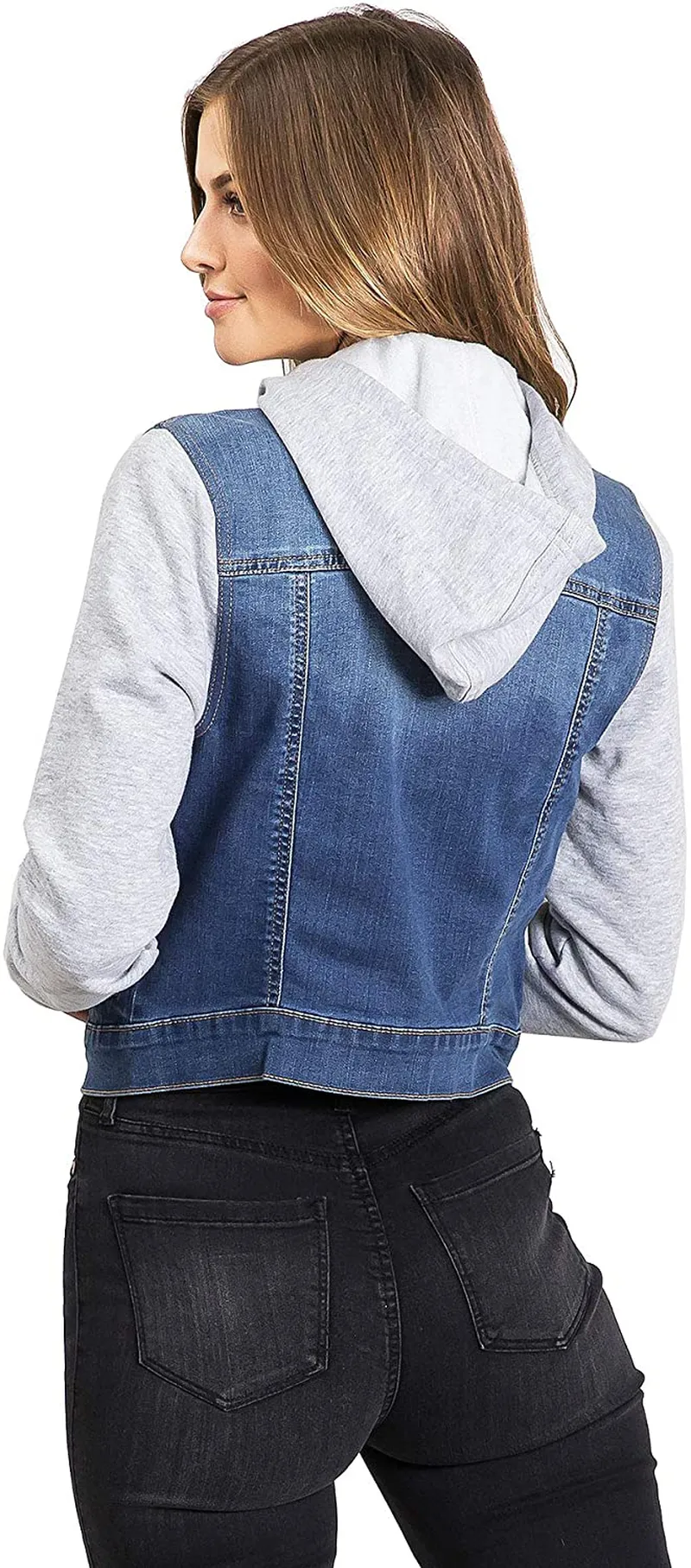 Wax Jeans Women's Juniors Hoodie Denim Jacket