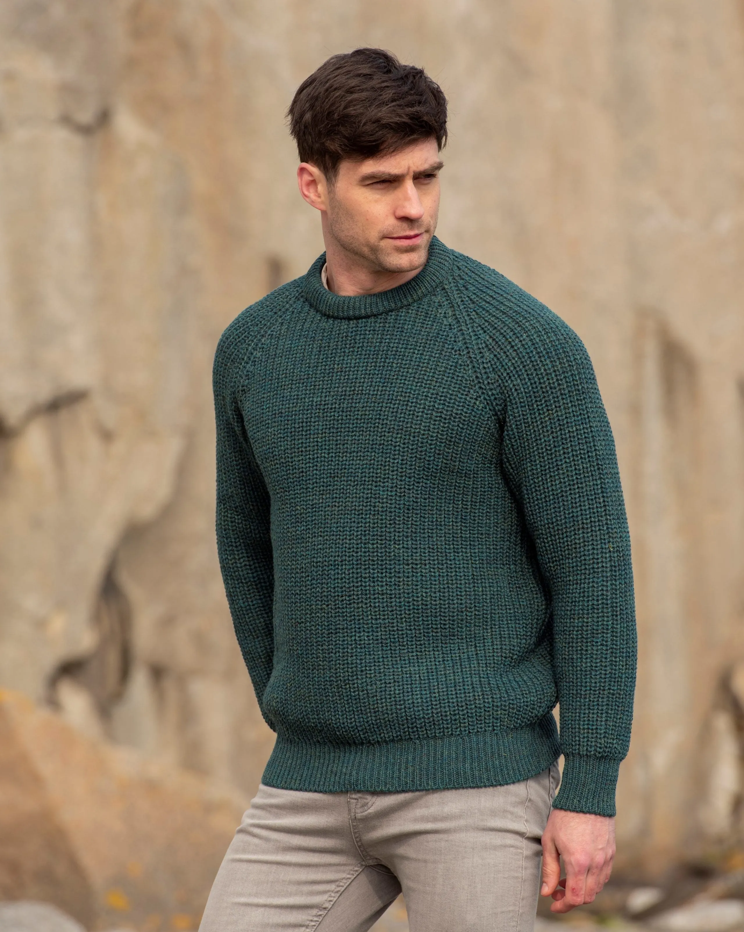 West End Knitwear | Fisherman's Rib Crew Neck Sweater | Men's