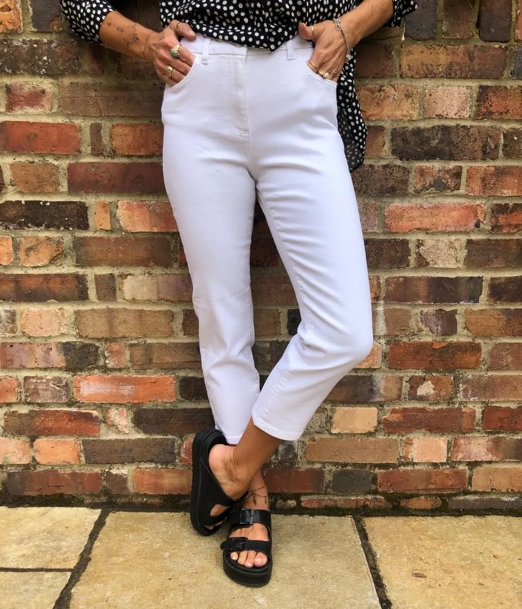 White Straight Cropped Jeans