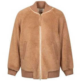 Womens Ella Long Line Sherpa Bomber Jacket Chanterelle - AW24