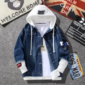 xiangtuibao Men Denim Jacket Streetwear Hip Hop Men's Hooded Jean Jackets Male Casual Outerwear  New Spring Autumn Fashion Slim Fit Coat