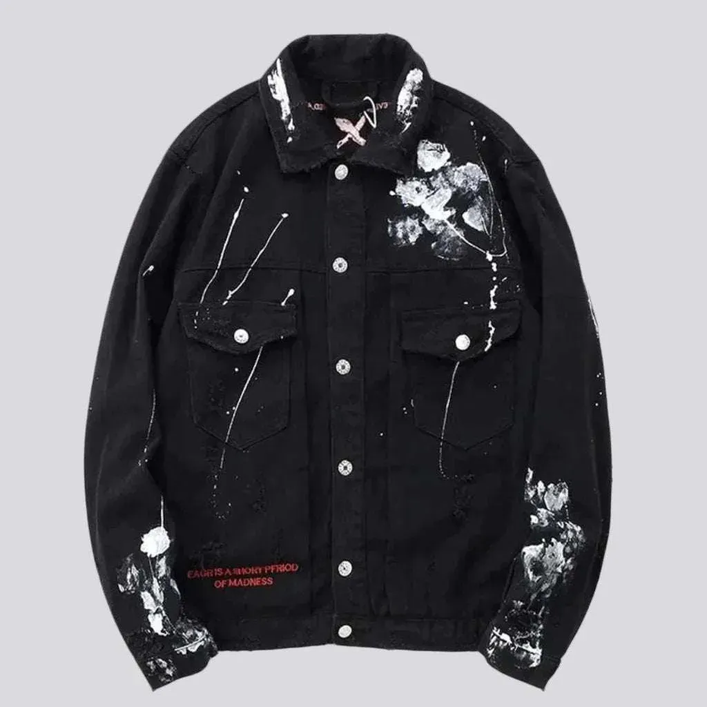 Y2k painted men's denim jacket